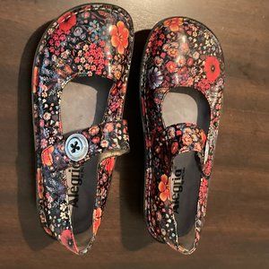 ALEGRIA Patent Floral Mary Jane Shoes Sz 6